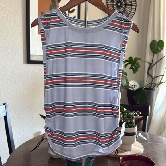 NWT Free People Tempo Mode Striped Sleeveless Muscle Tee Ruched Breathable - Picture 7 of 13